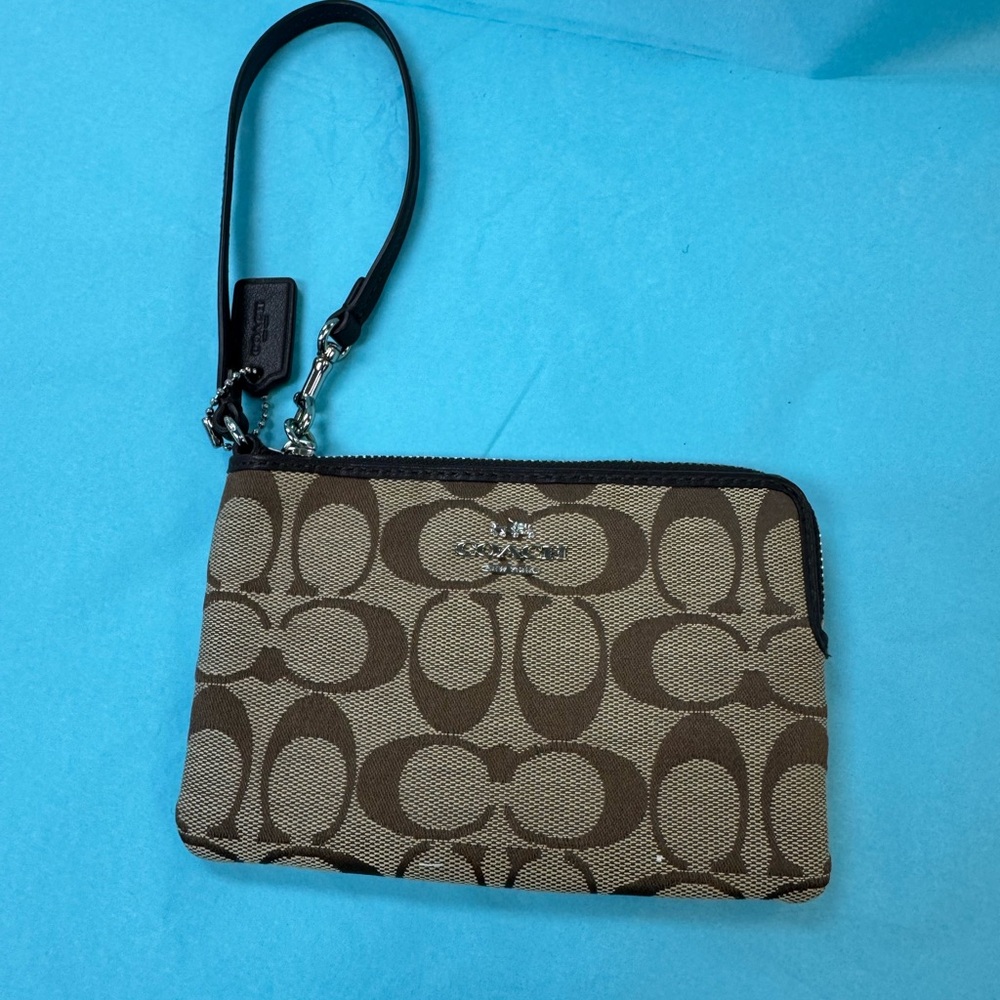 Coach Brown and Tan Wristlet